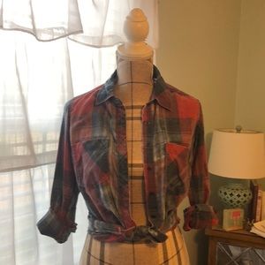 Wet Seal red and blue plaid top